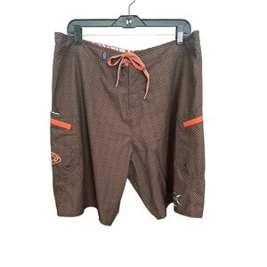 AFTCO Men's 36 Fishing Stingray Board Shorts 10" Inseam Brown Swim Beach #HH4-1